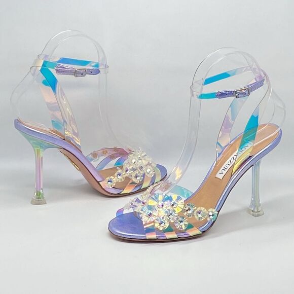 Aquazzura Meteorite PVC Embellished Ankle-Strap Sandals size 36 - Picture 10 of 15